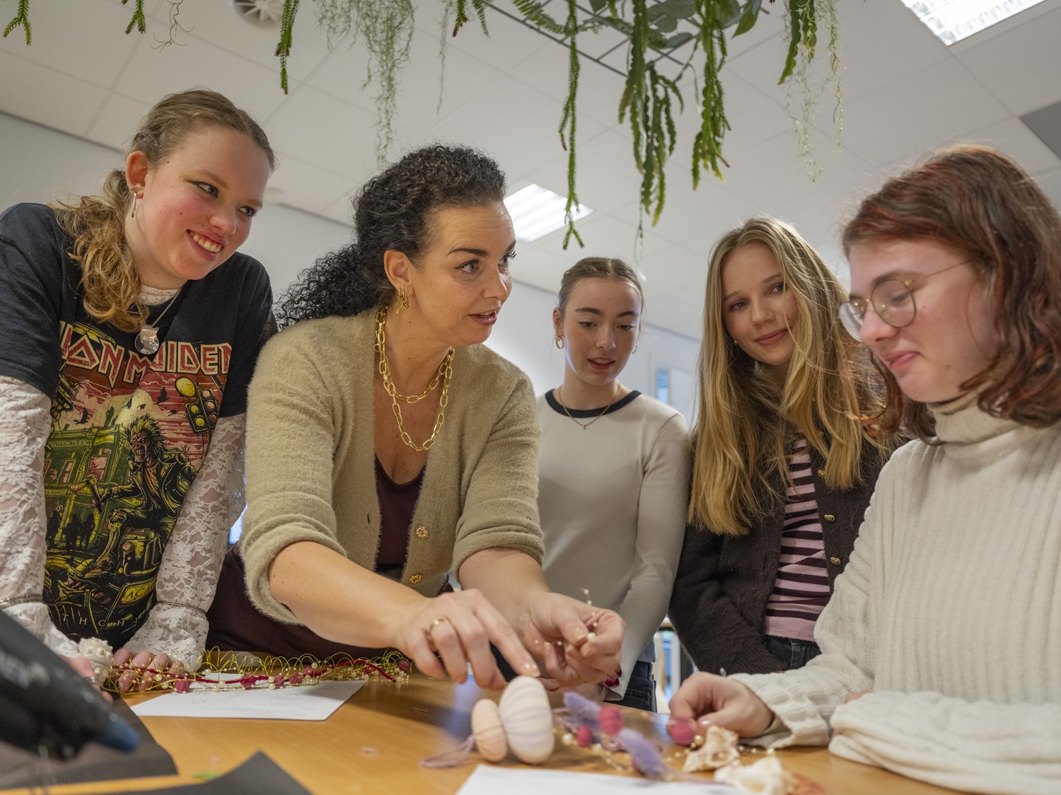 docent, leerlingen, bloemsierkunst, vmbo, 
